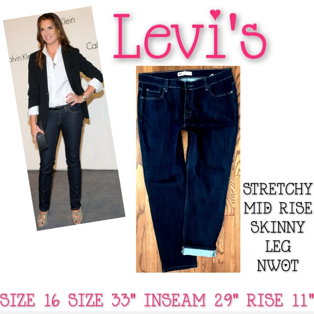 Levi's Mid Rise Skinny Leg Size 16 NWOT - Picture 1 of 13